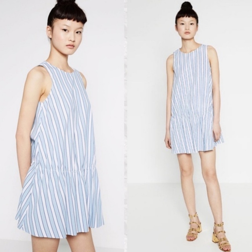 ☆Zara Trafaluc collection blue and white tunic☆